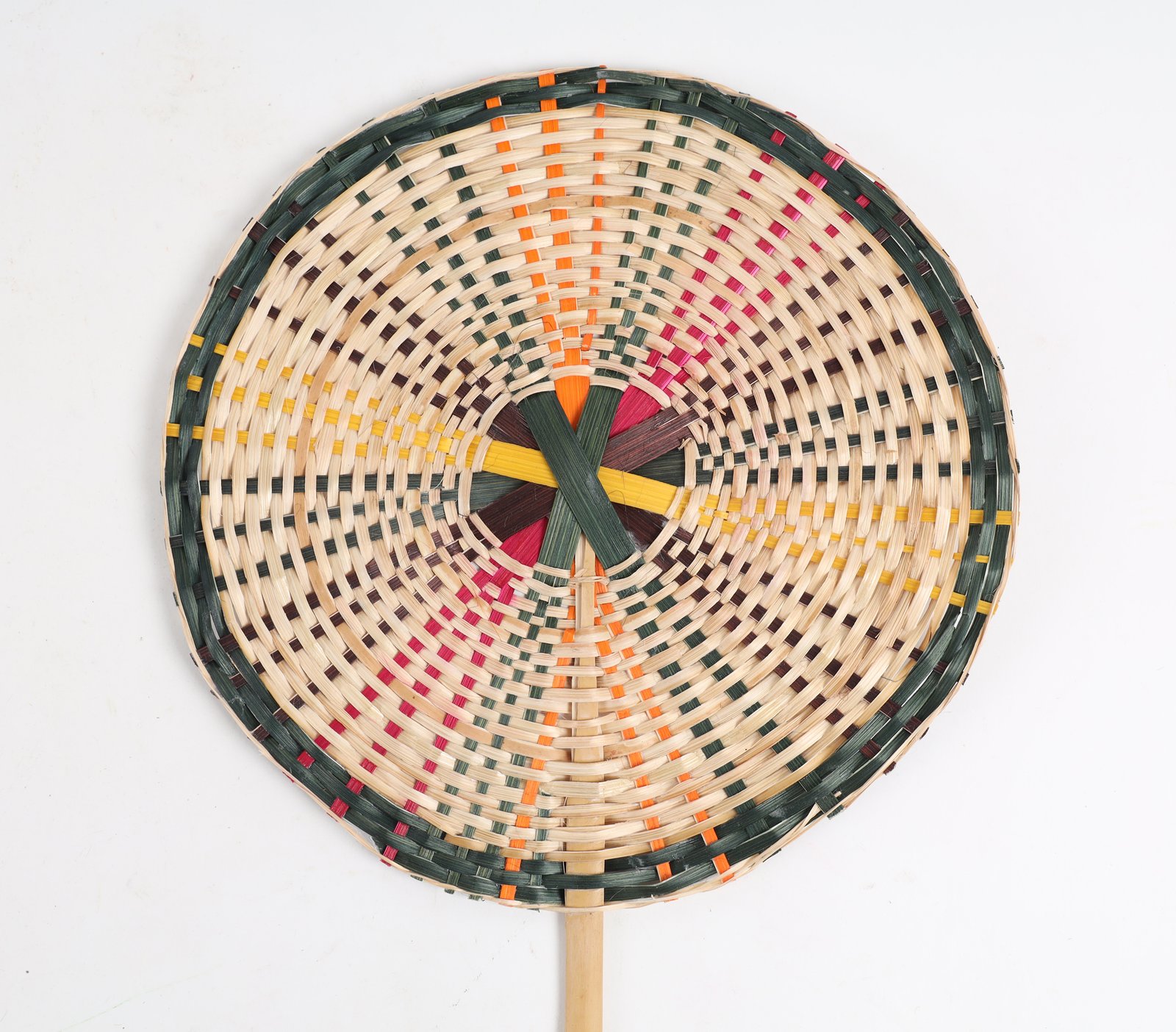 Bamboo Handfan Green Multi Spiral (1)