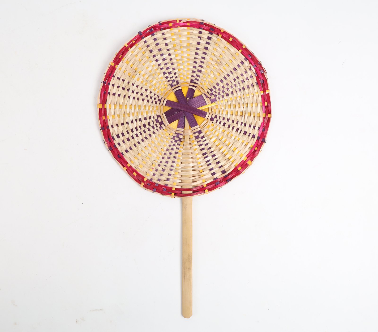 Bamboo Handfan Red Yellow Spiral (1)