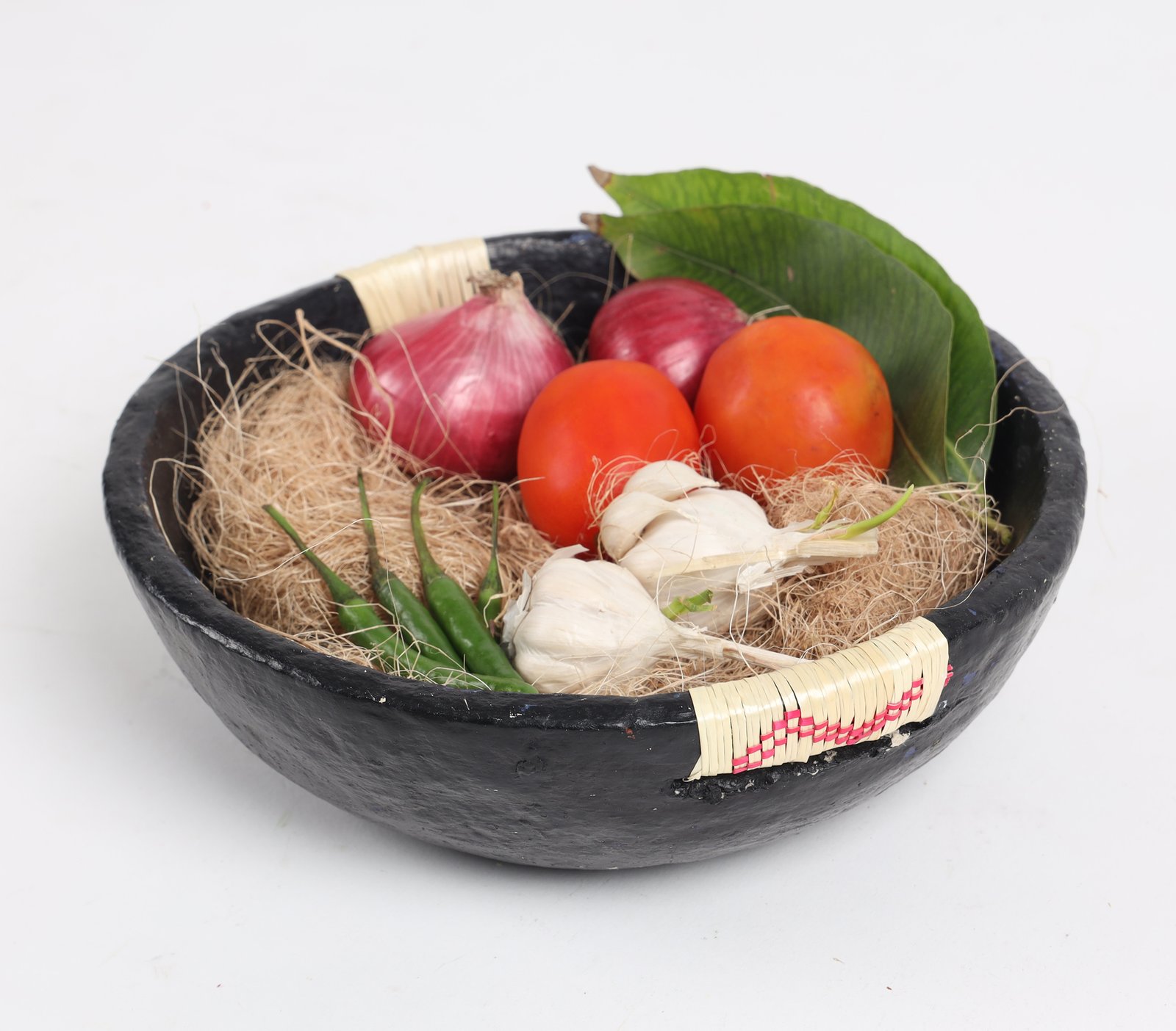 Papier Mache with Sikki Grass Decorative Bowl (2)