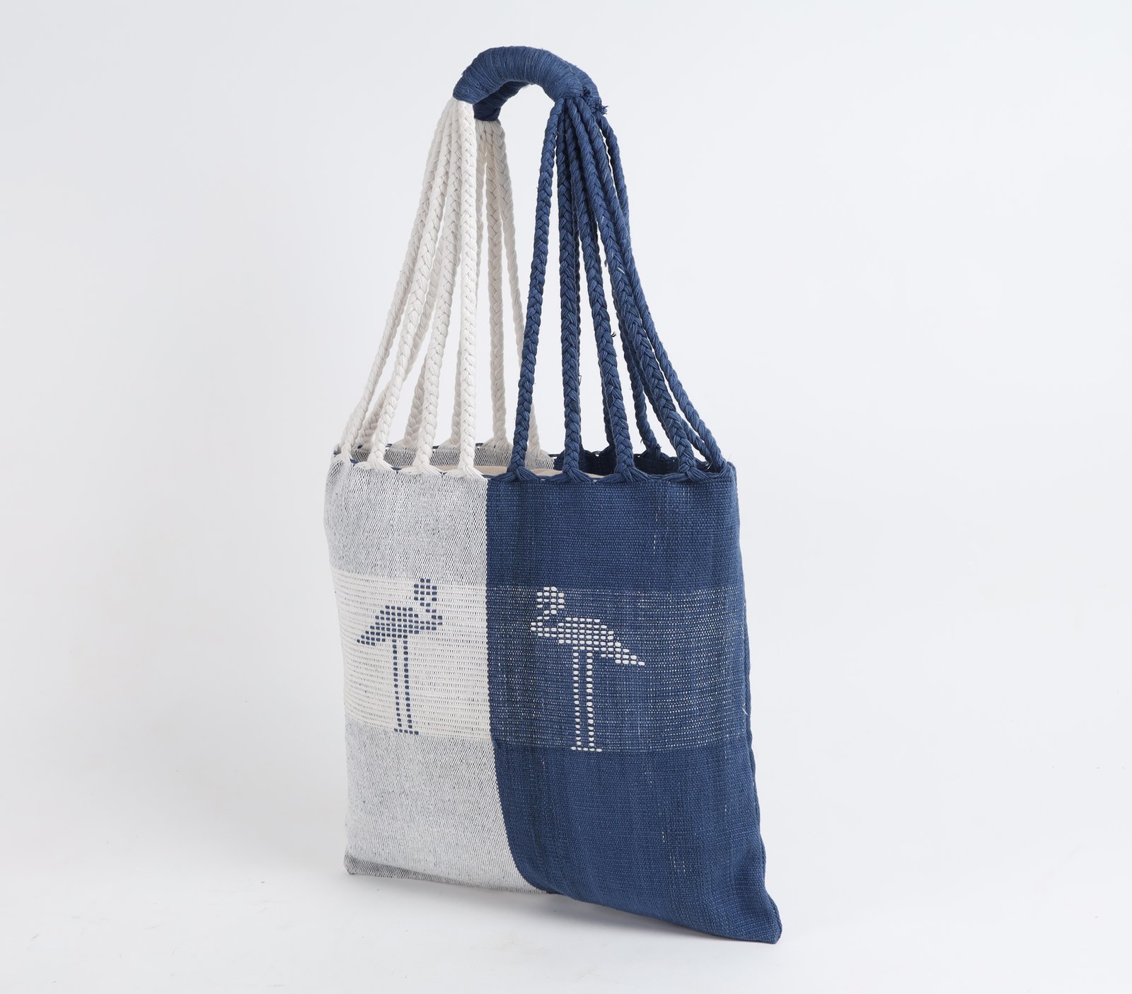 Handwoven Jute & Cotton Bird Motif Tote Bag